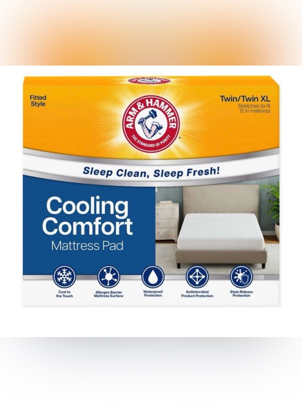 Arm & Hammer Cooling Comfort Mattress Pad - White (Twin/Twin XL) New in Box